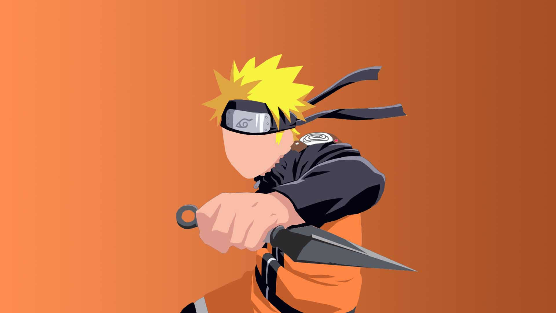Naruto in his iconic yellow jumpsuit with a determined face Wallpaper