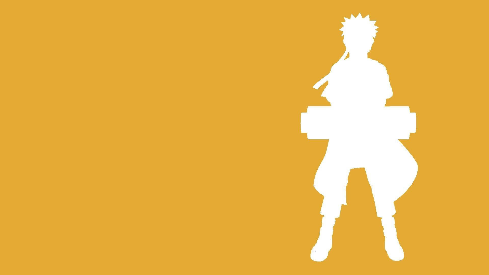 Naruto Uzumaki iført sit livlige gule kostume pryder denne tapet. Wallpaper