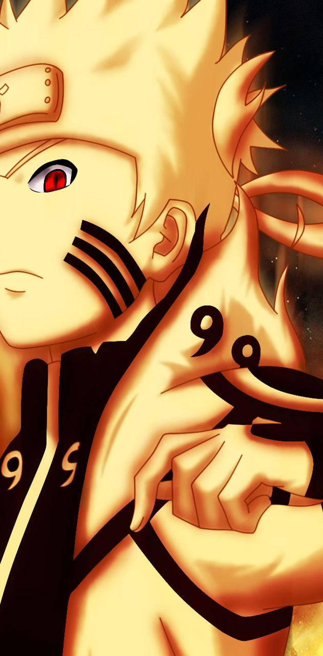 Yellow Naruto Punching In Beast Cloak Wallpaper