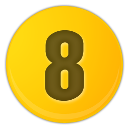 Yellow Number Eight Icon PNG