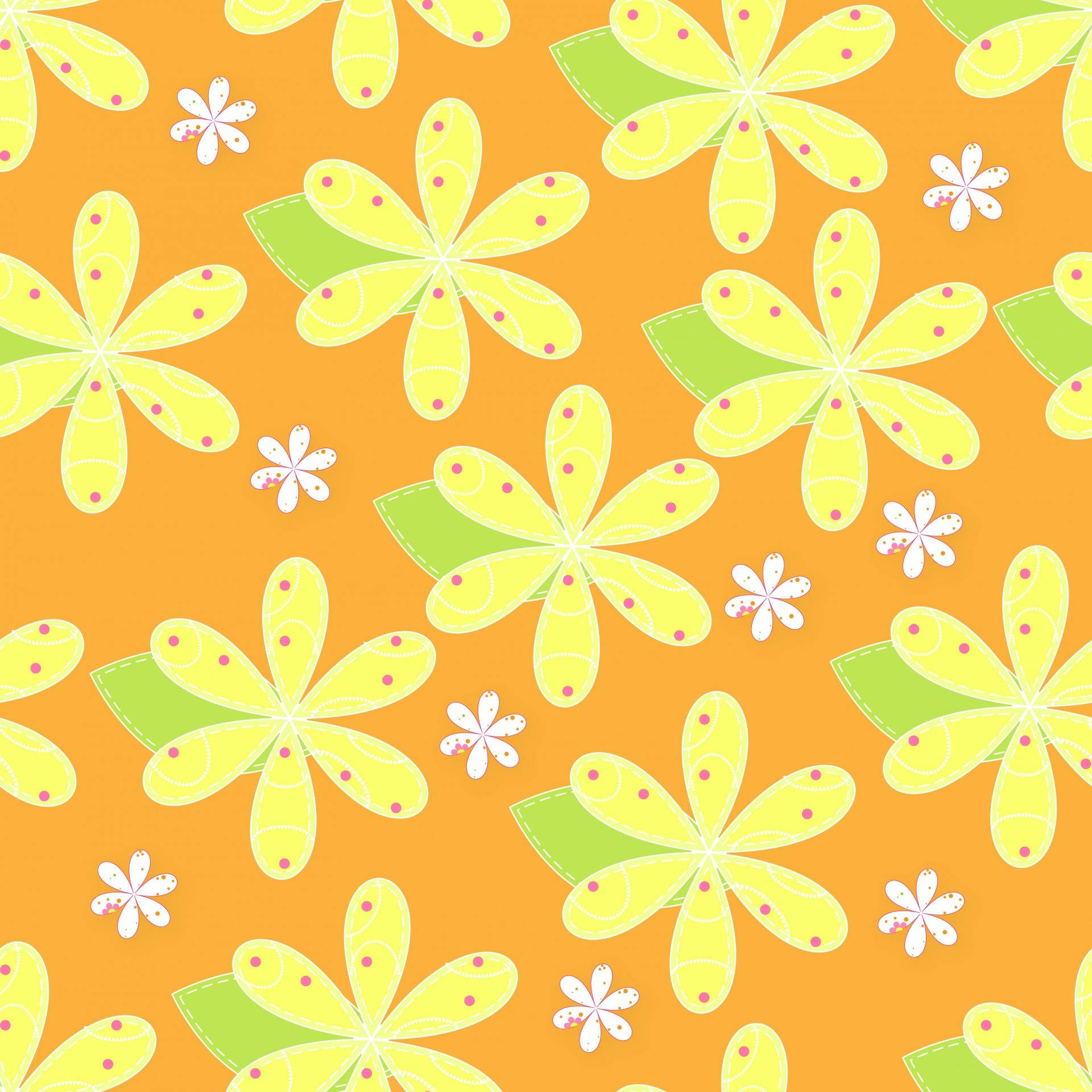 Yellow orange floral pattern background wallpaper.