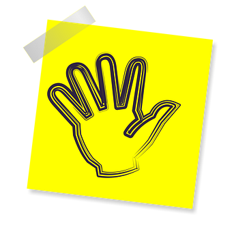 Yellow Outlined Hand Illustration PNG