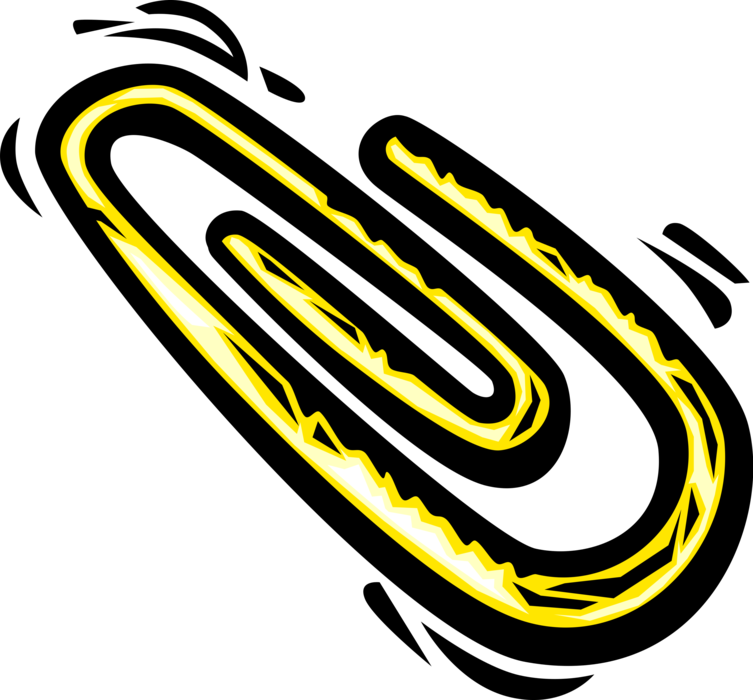 Yellow Outlined Paperclip PNG