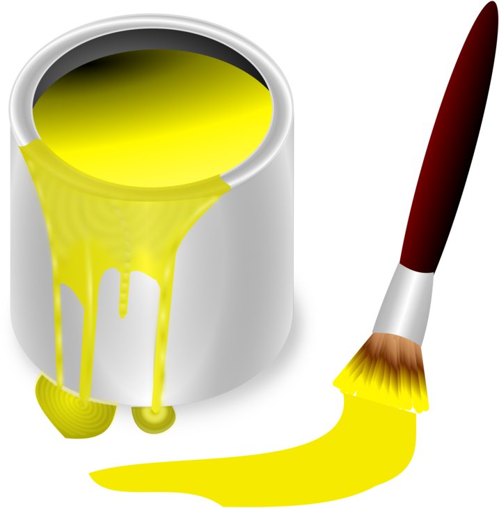 Yellow Paint Canand Brush PNG