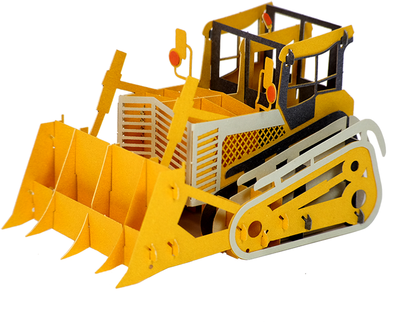 Yellow Paper Craft Bulldozer PNG