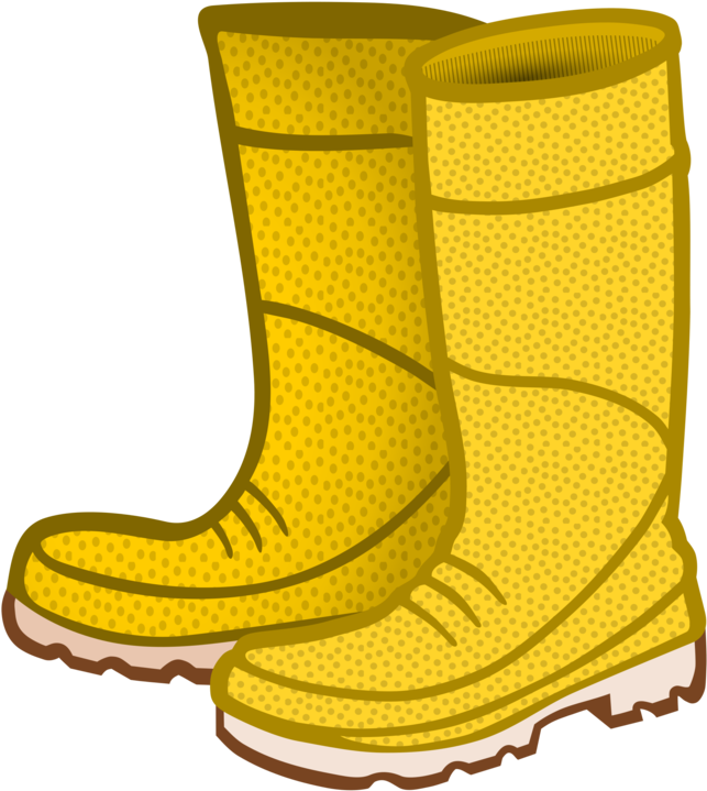 Yellow Patterned Rain Boots Illustration PNG