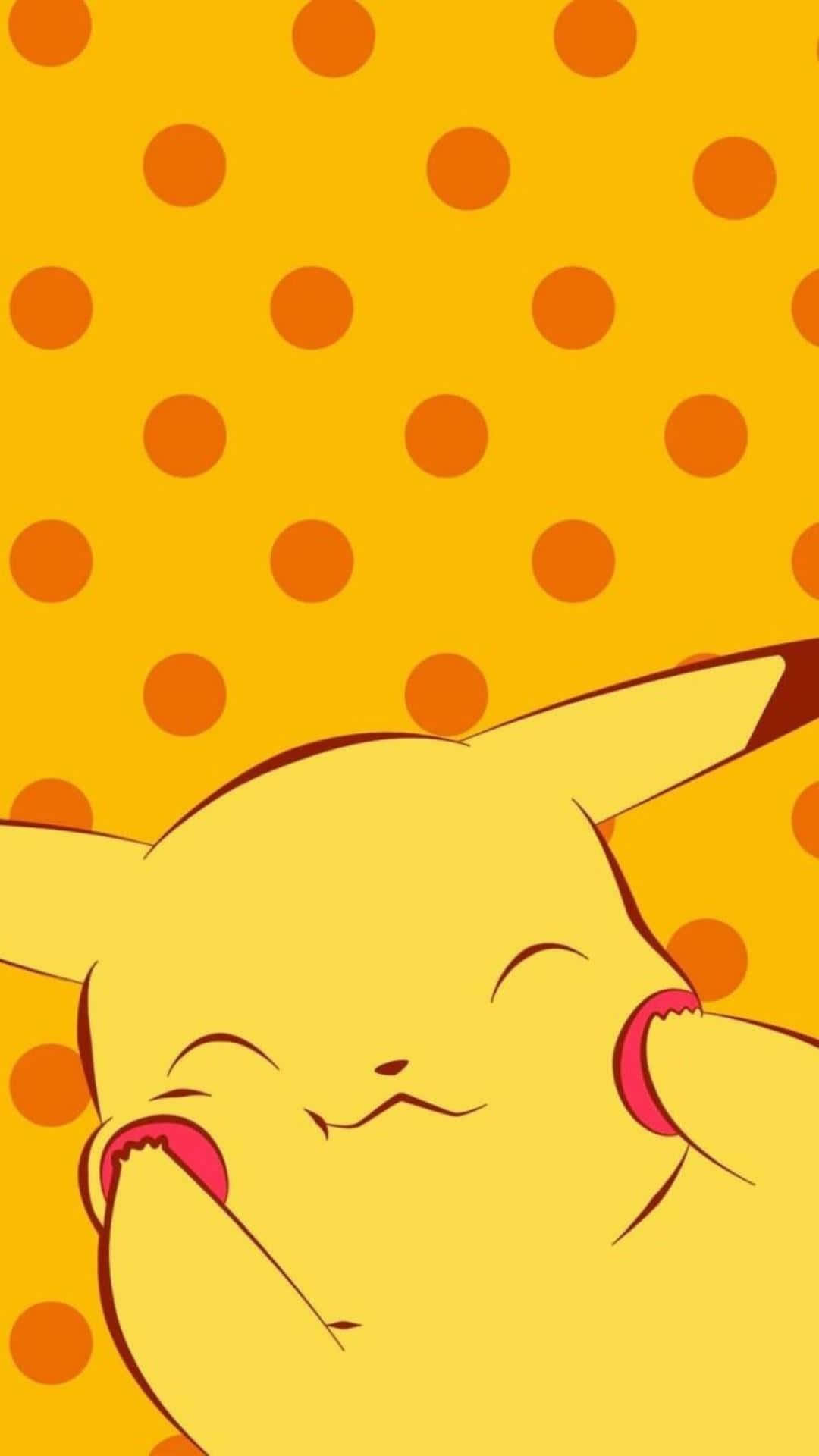 Pikachu Laying On A Yellow Polka Dot Background