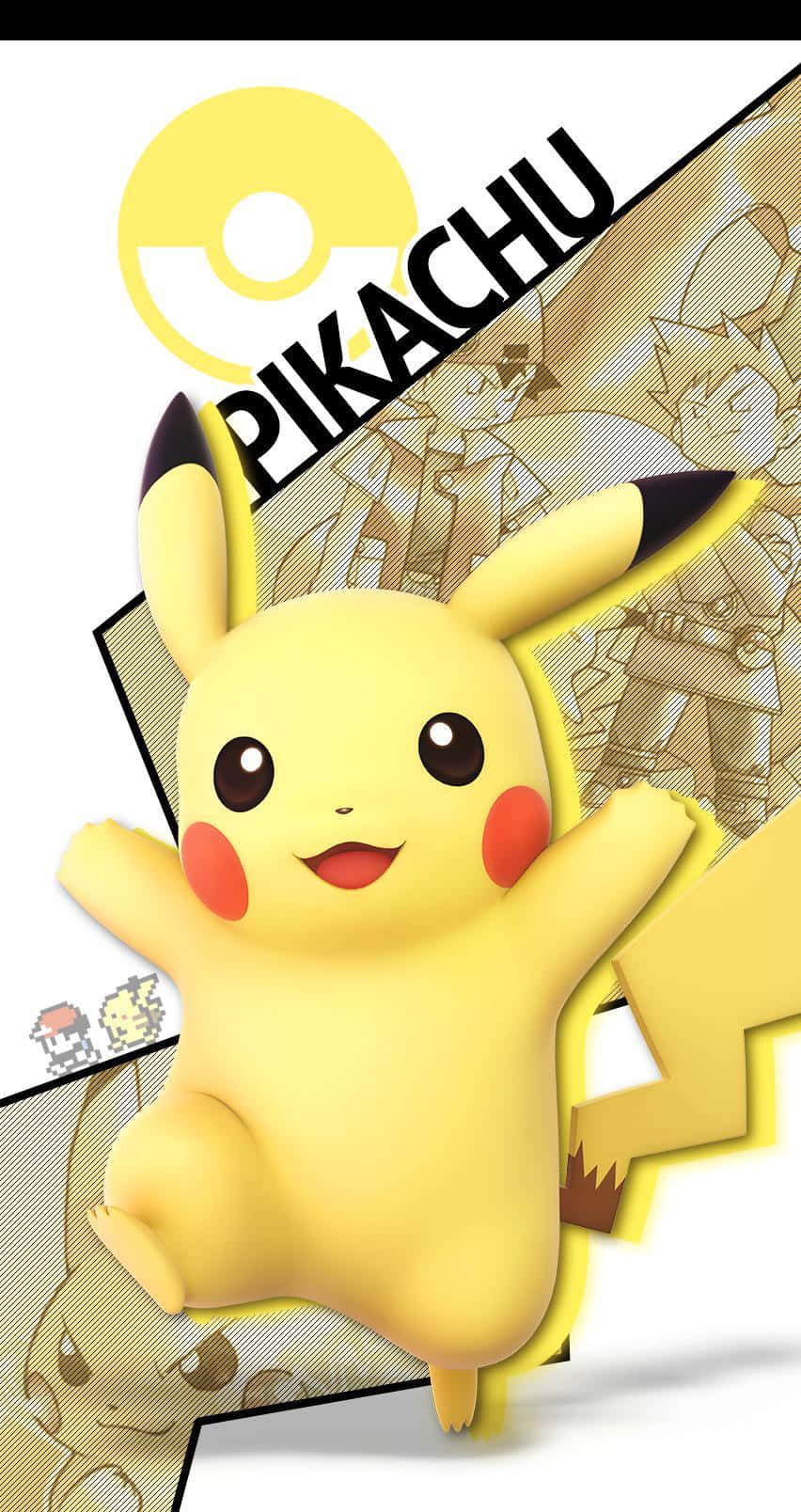 Pikachu Is Shown In The Background