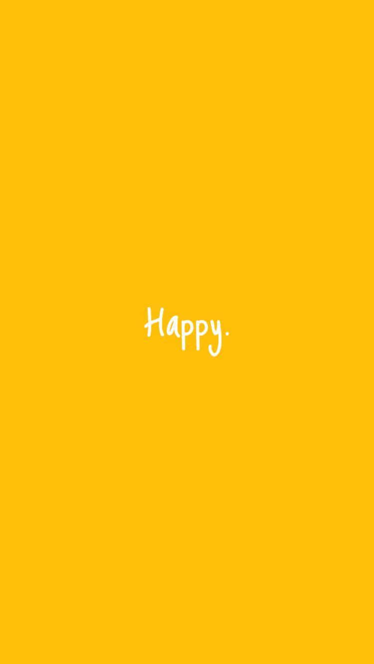 A Yellow Background With The Word Happy Written On It
