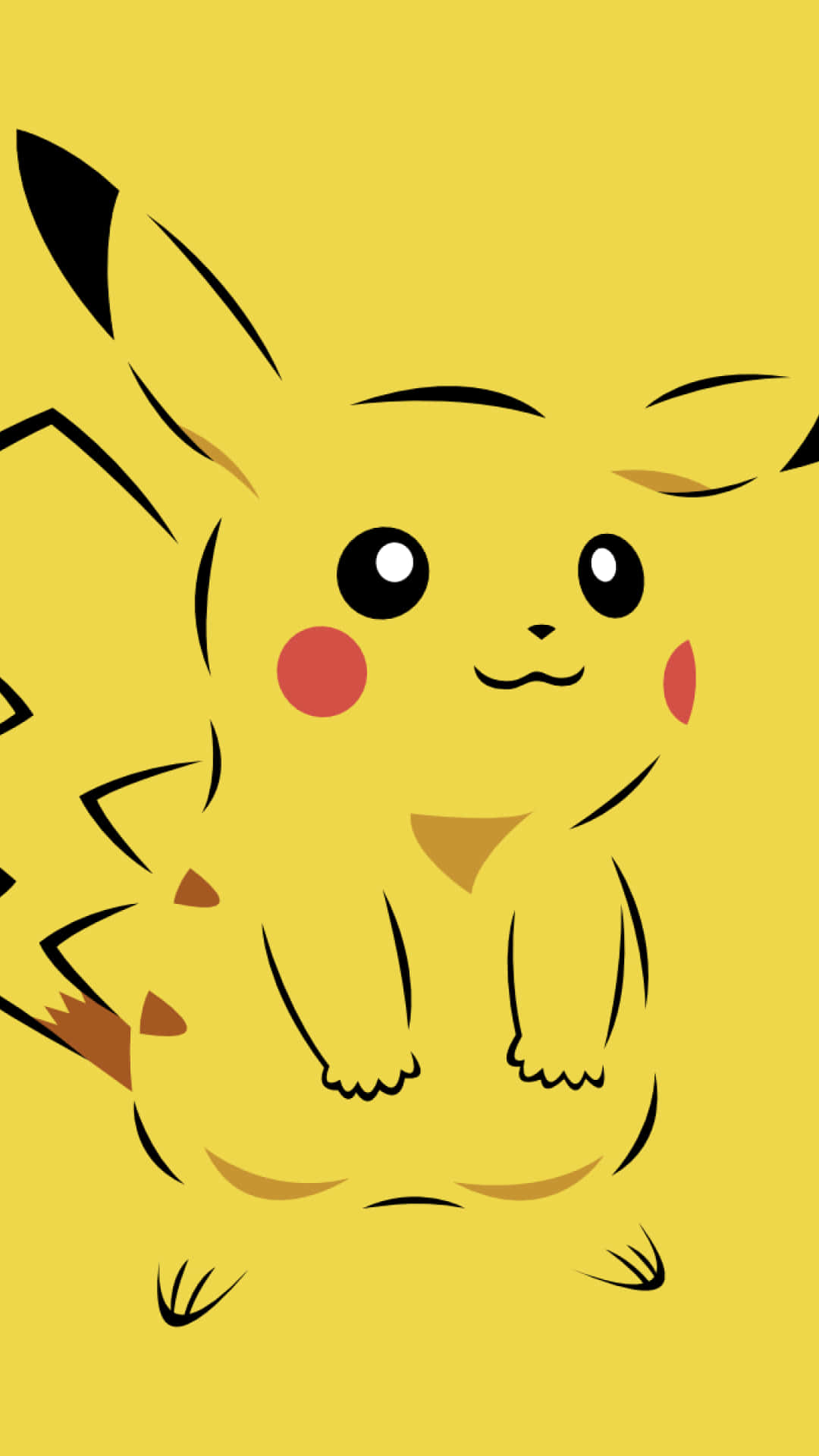 Pikachu Is Sitting On A Yellow Background