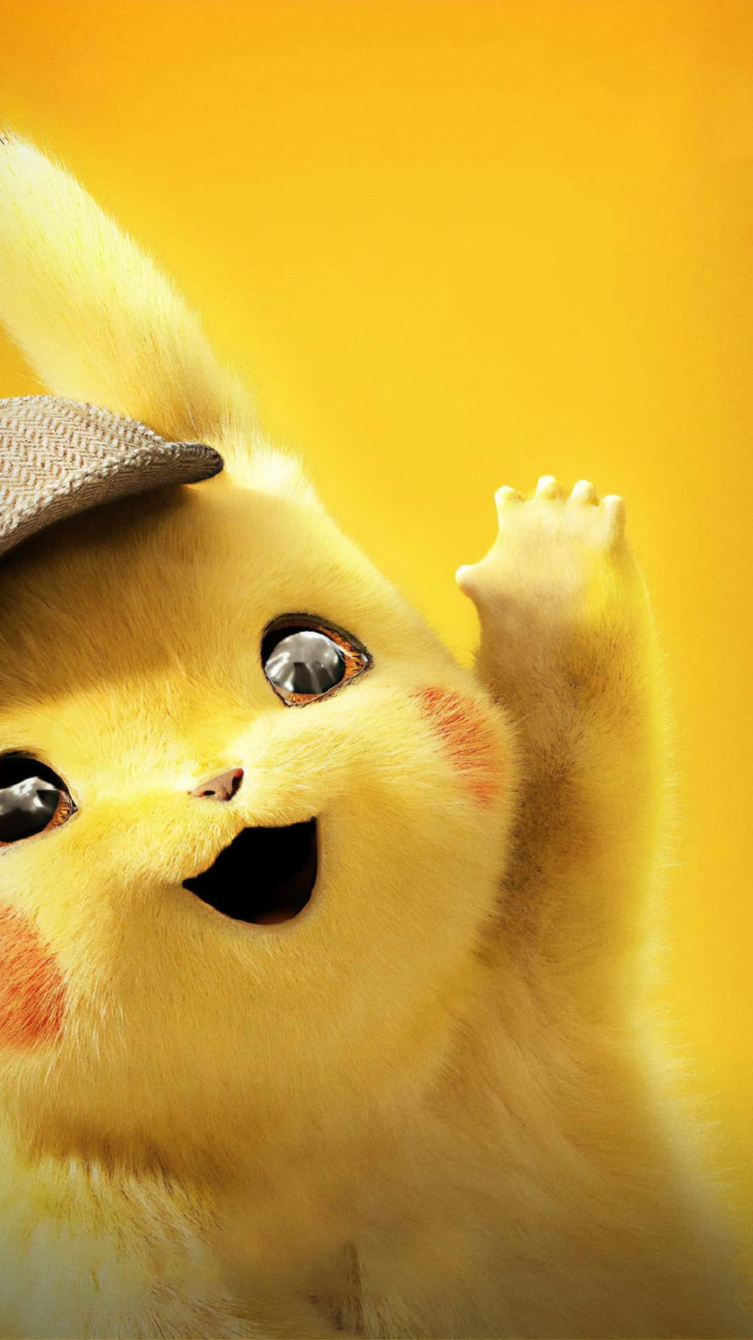 Pikachu Is Waving His Hat In The Background