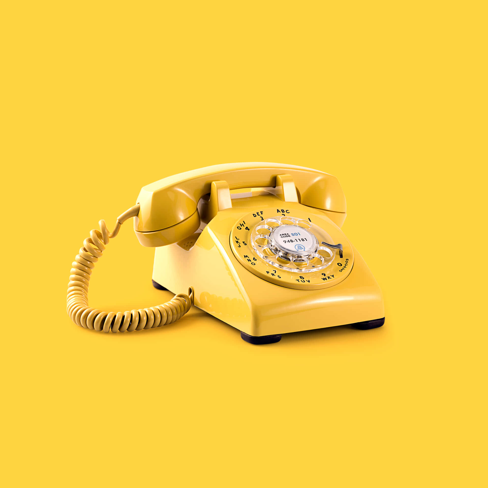 Yellow Phone Rotary Dial Ipad Wallpaper