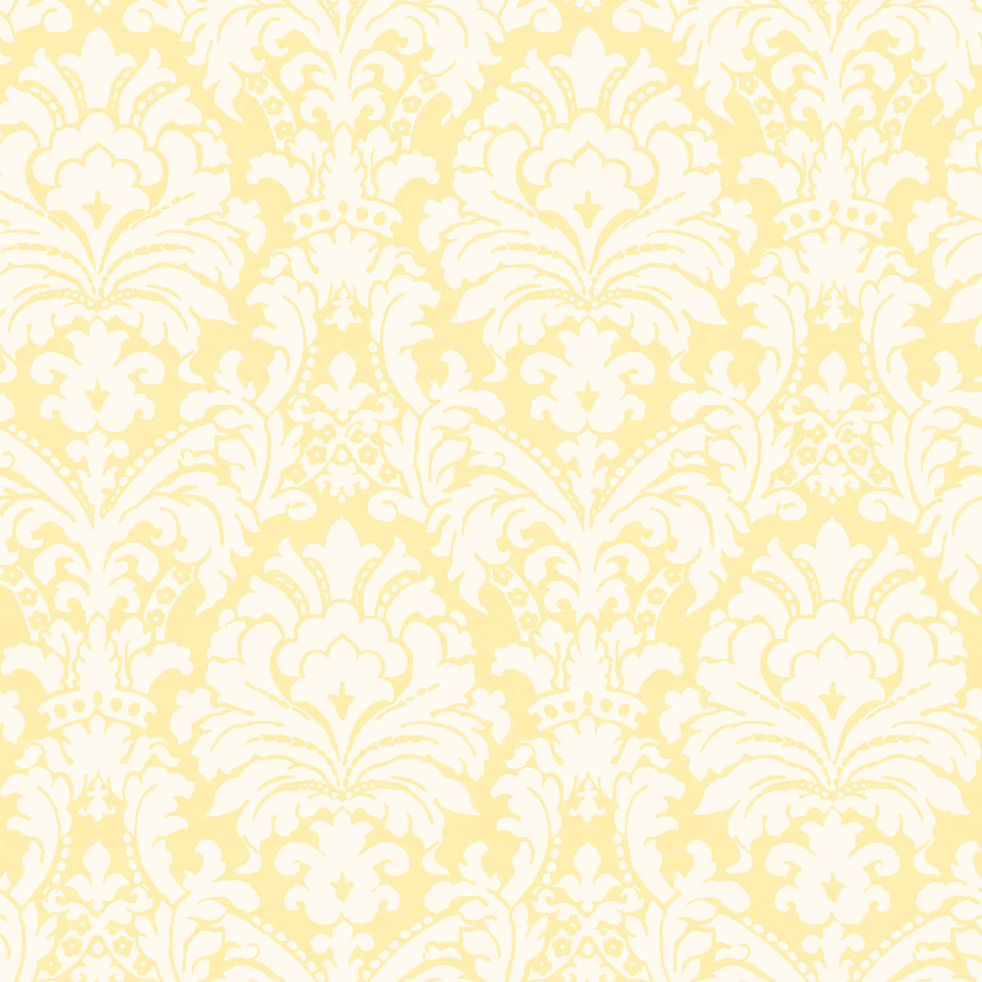 A Yellow And White Damask Wallpaper