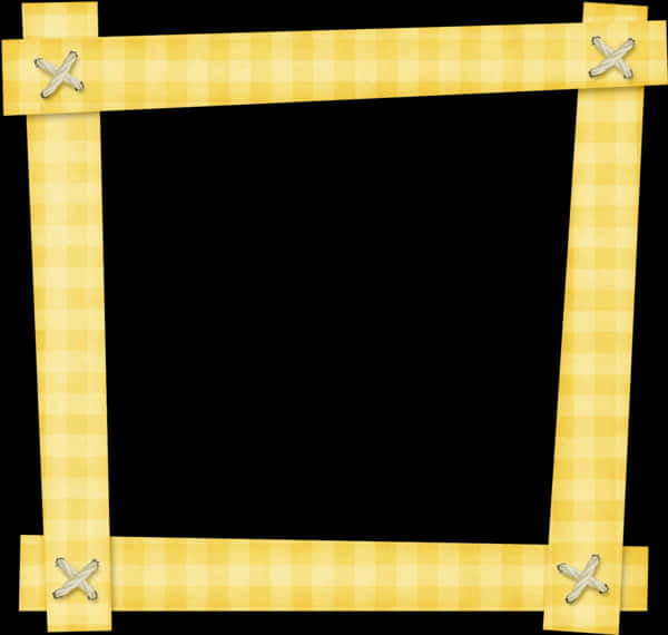 Yellow Plaid Framewith X Corners PNG