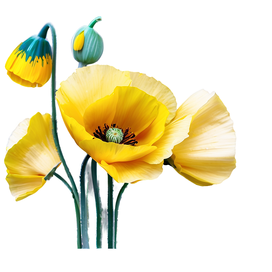 Yellow Poppies Png 06122024 PNG