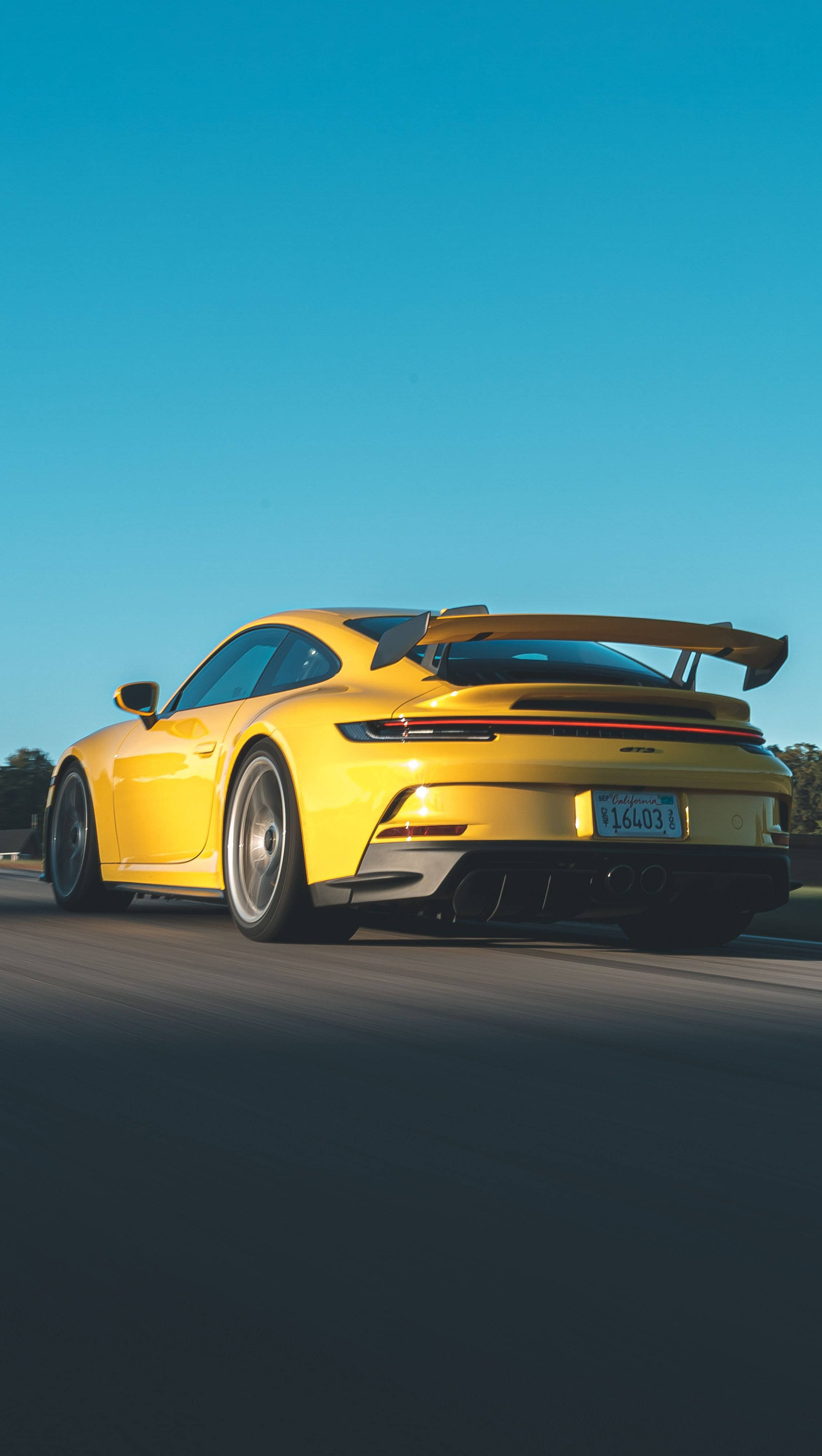 Yellow Porsche 911 Speeding Wallpaper