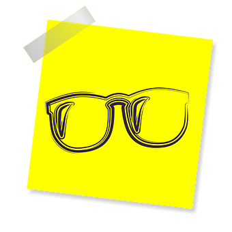 Yellow Postit Glasses Sketch PNG