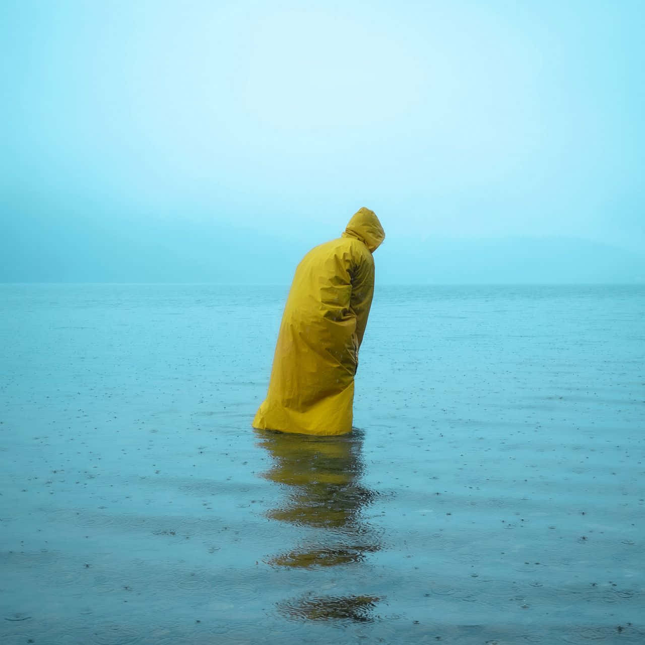 Person Wearing a Yellow Raincoat Wallpaper