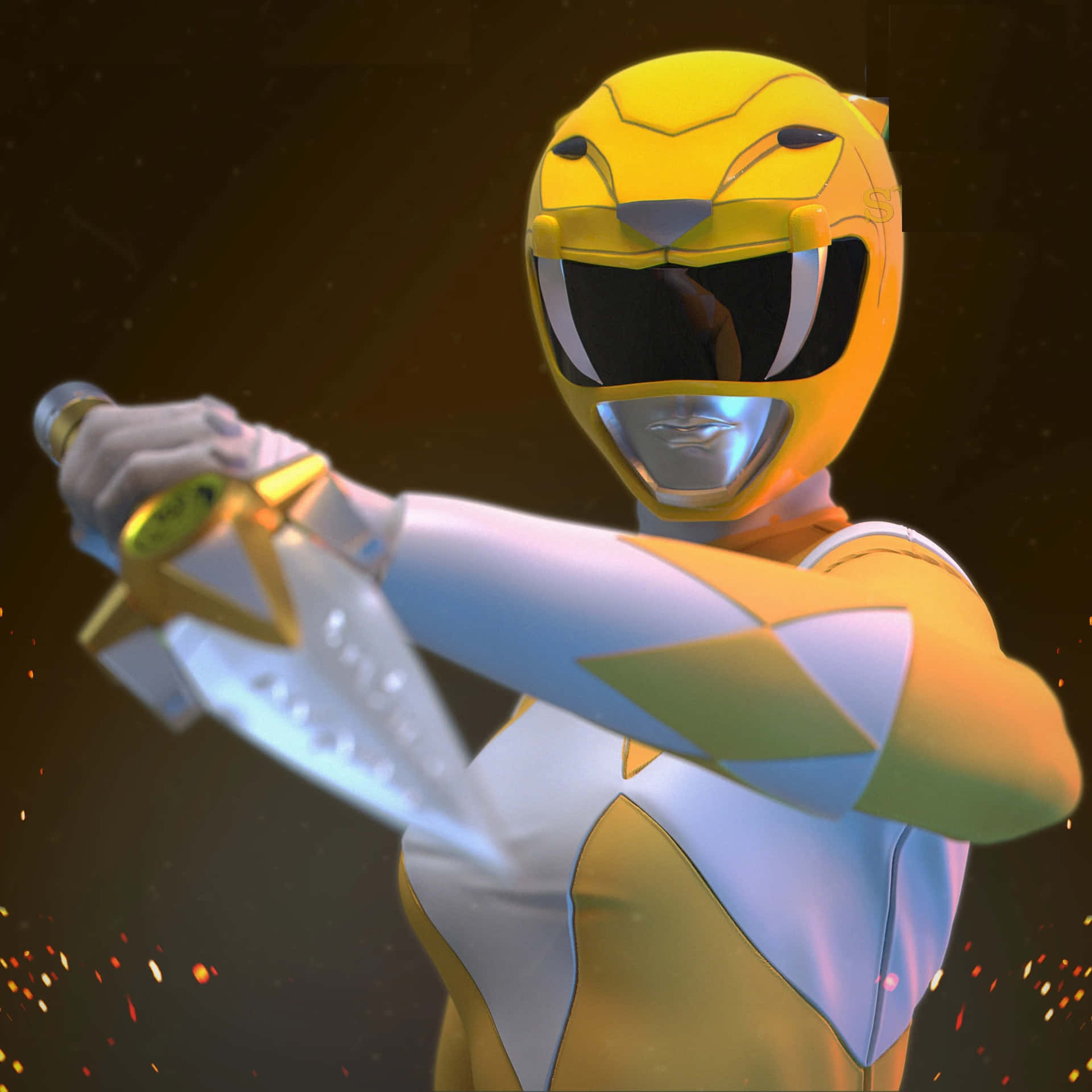 Yellow Ranger Action Pose Wallpaper