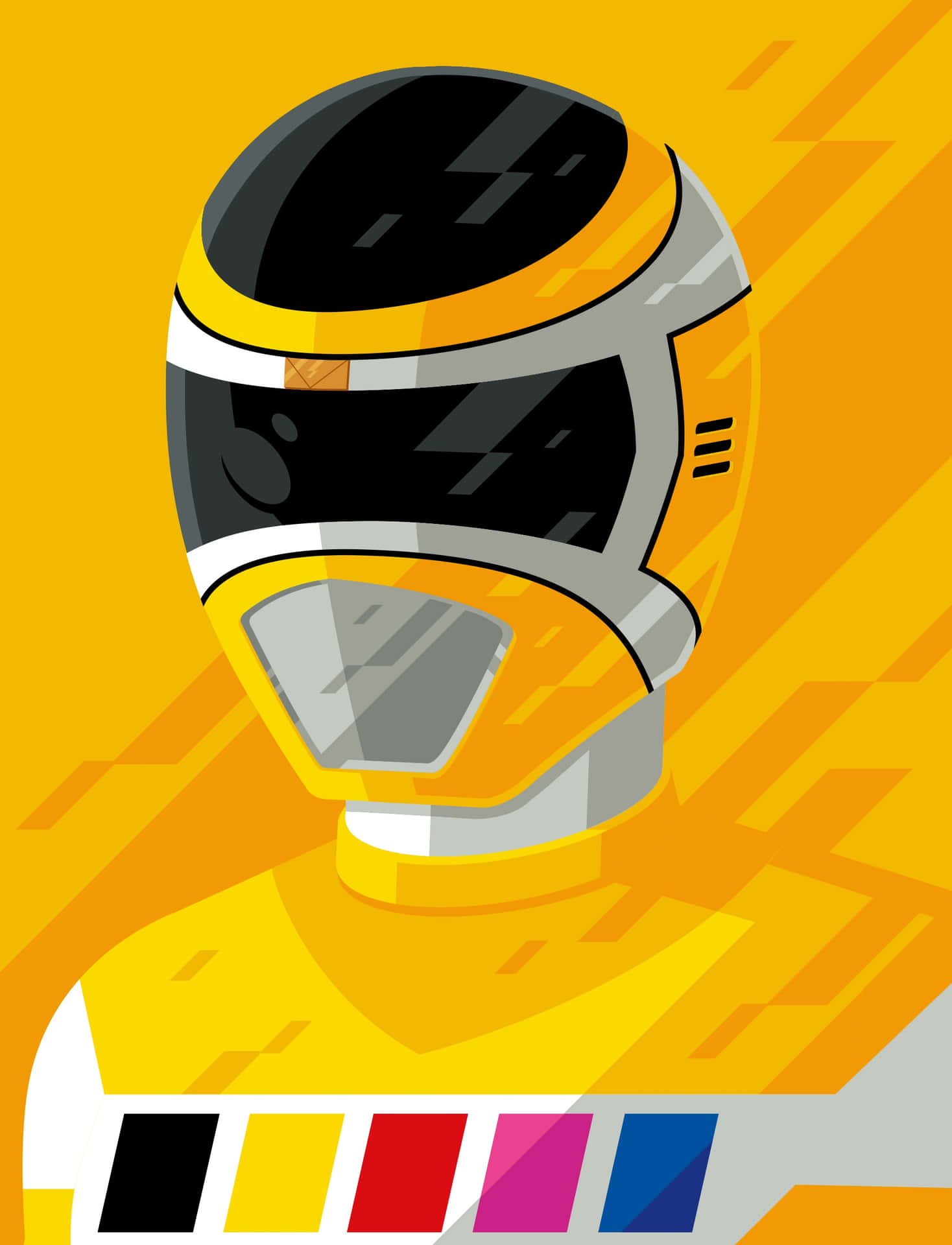 Yellow Ranger Helmet Illustration Wallpaper