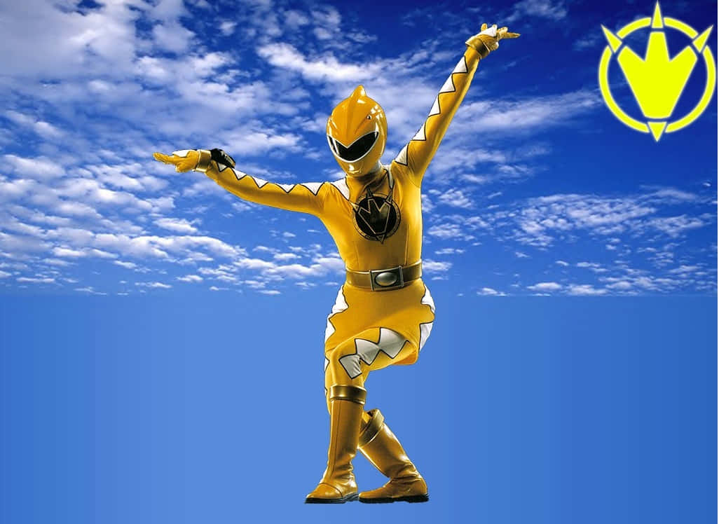 Yellow Ranger Pose Sky Background Wallpaper