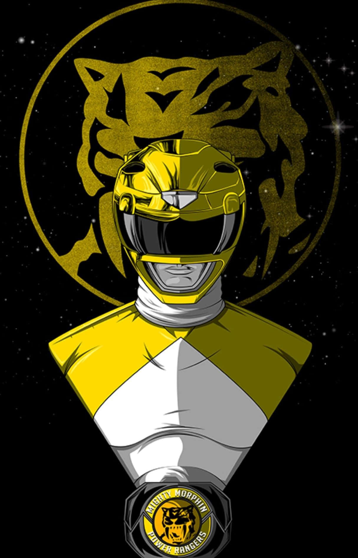 Yellow Ranger Power Morphin Illustration Wallpaper