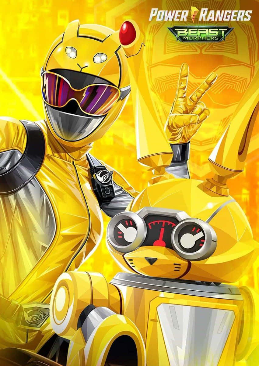 Yellow Rangerand Robot Companion Wallpaper