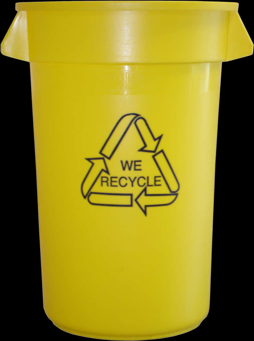 Yellow Recycling Bin We Recycle Symbol PNG