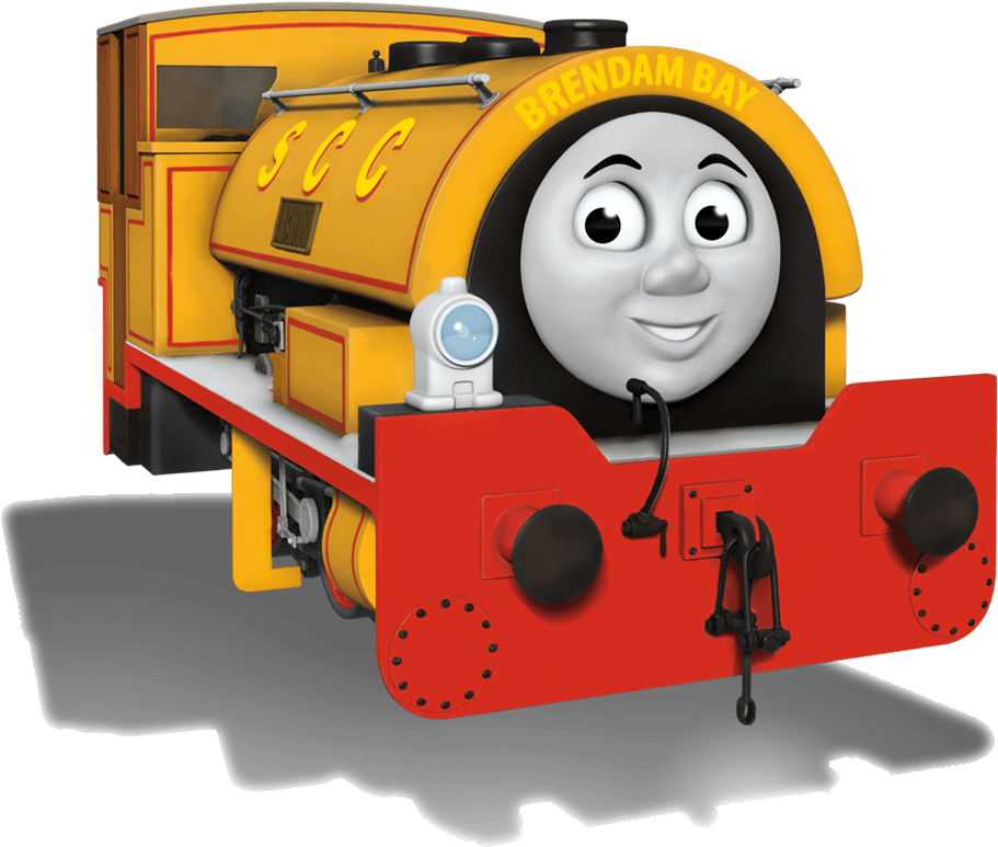 Yellow Red Animated Train Character PNG