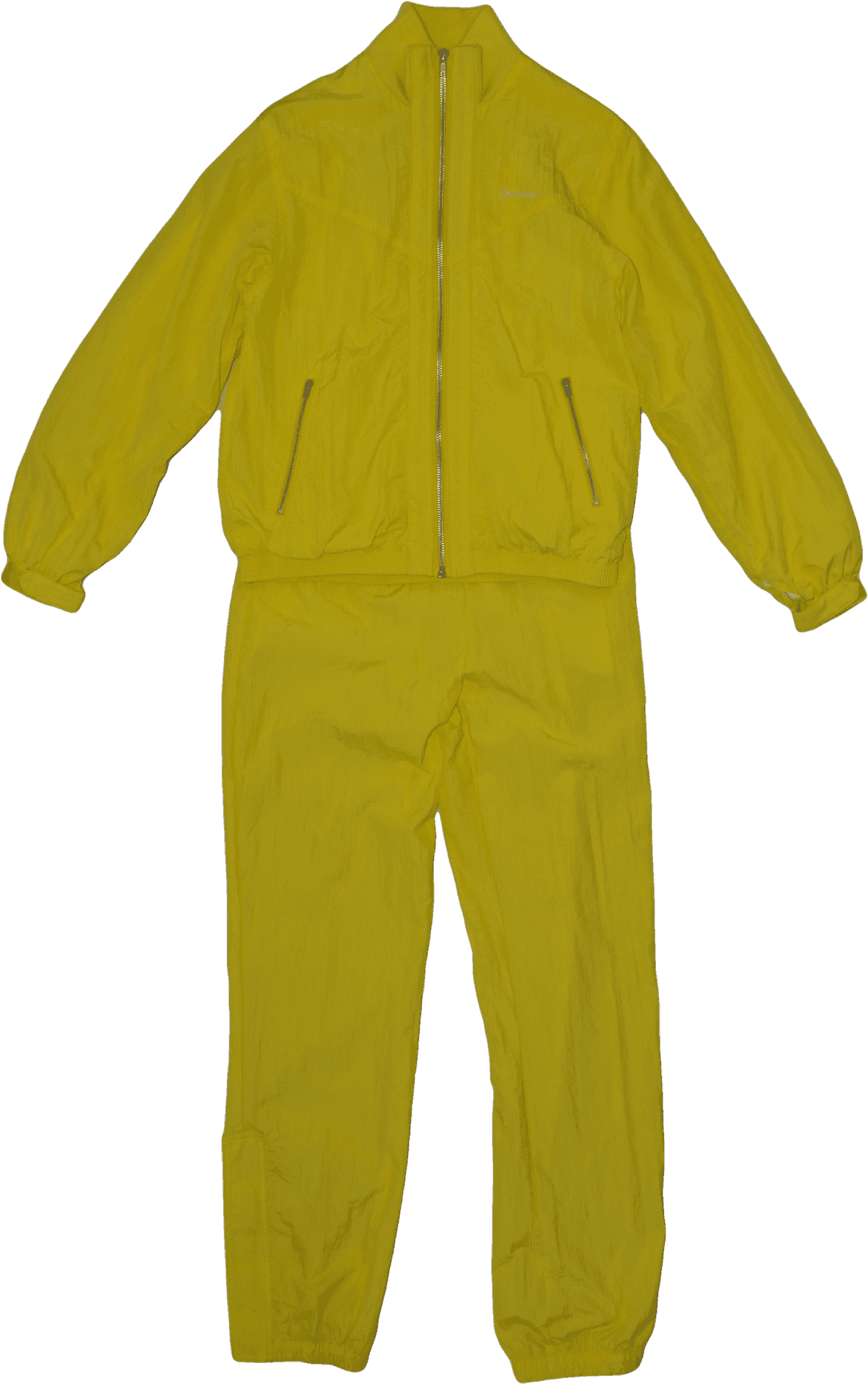 Yellow Reebok Tracksuit Flatlay PNG