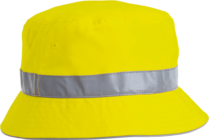 Yellow Reflective Stripe Bucket Hat PNG