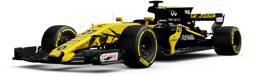 Yellow Renault F1 Race Car Side View PNG