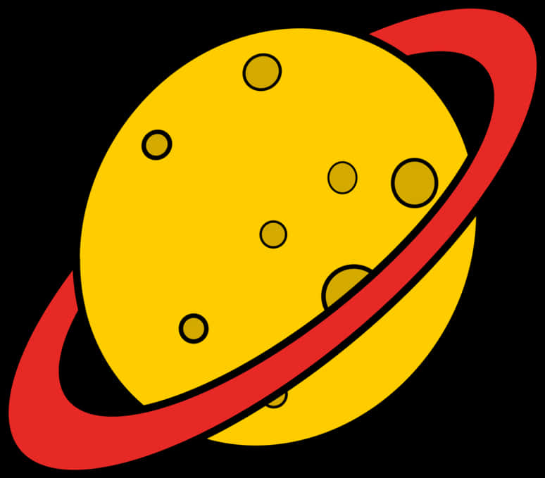 Yellow Ringed Planet Illustration PNG