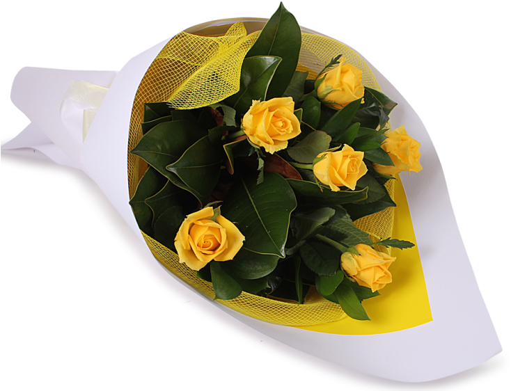 Yellow Rose Bouquet Birthday Gift PNG
