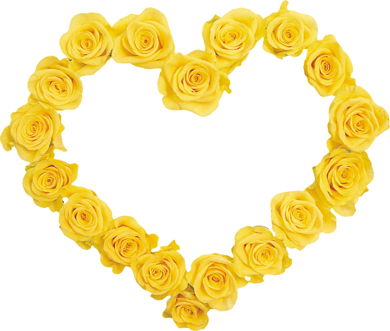 Yellow Rose Heart Frame.png PNG
