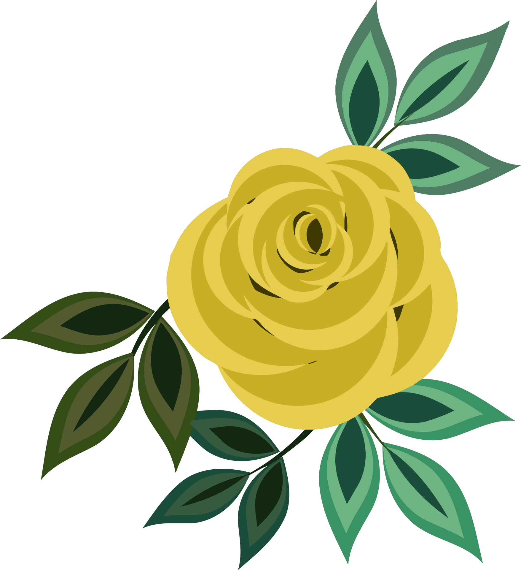 Yellow Rose Vector Illustration PNG
