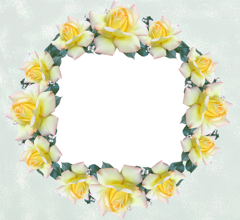 Yellow Rose Wreath Frame PNG