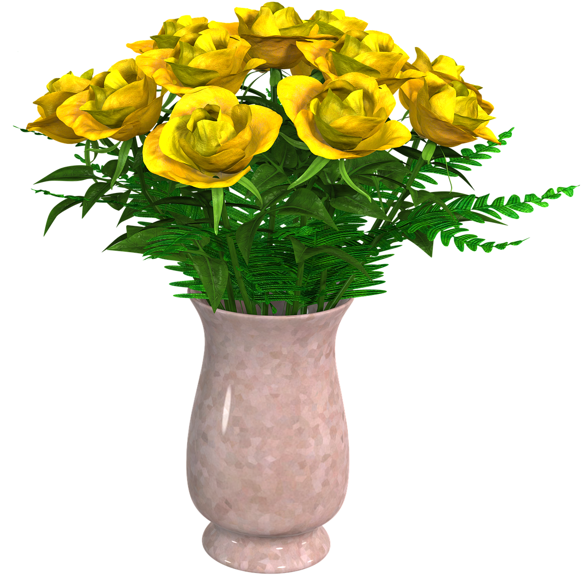 Yellow Rosesin Stone Vase PNG