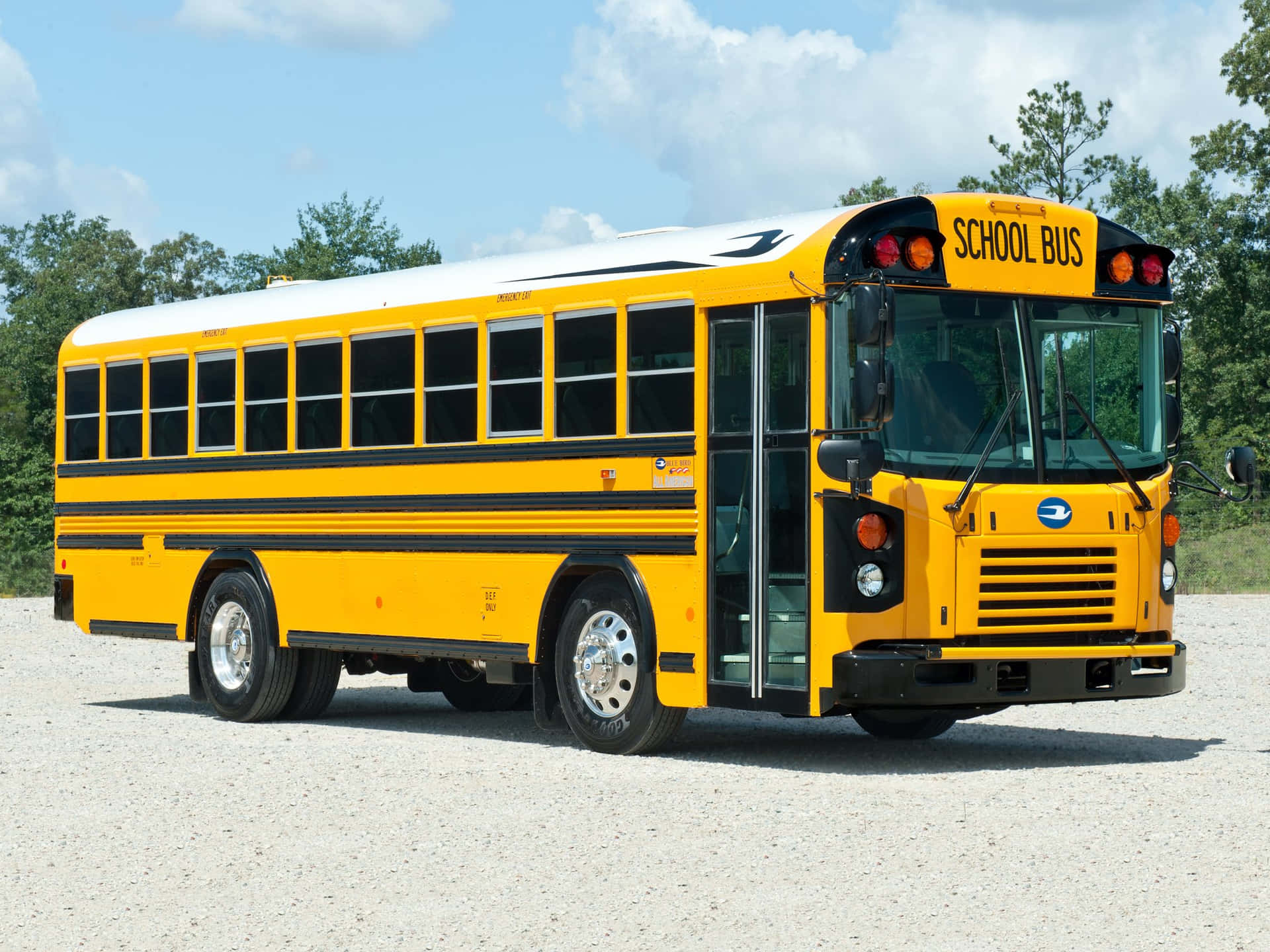 Bright Yellow School Bus on the Road Wallpaper