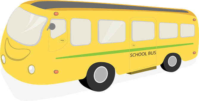 Yellow School Bus Cartoon Illustration PNG