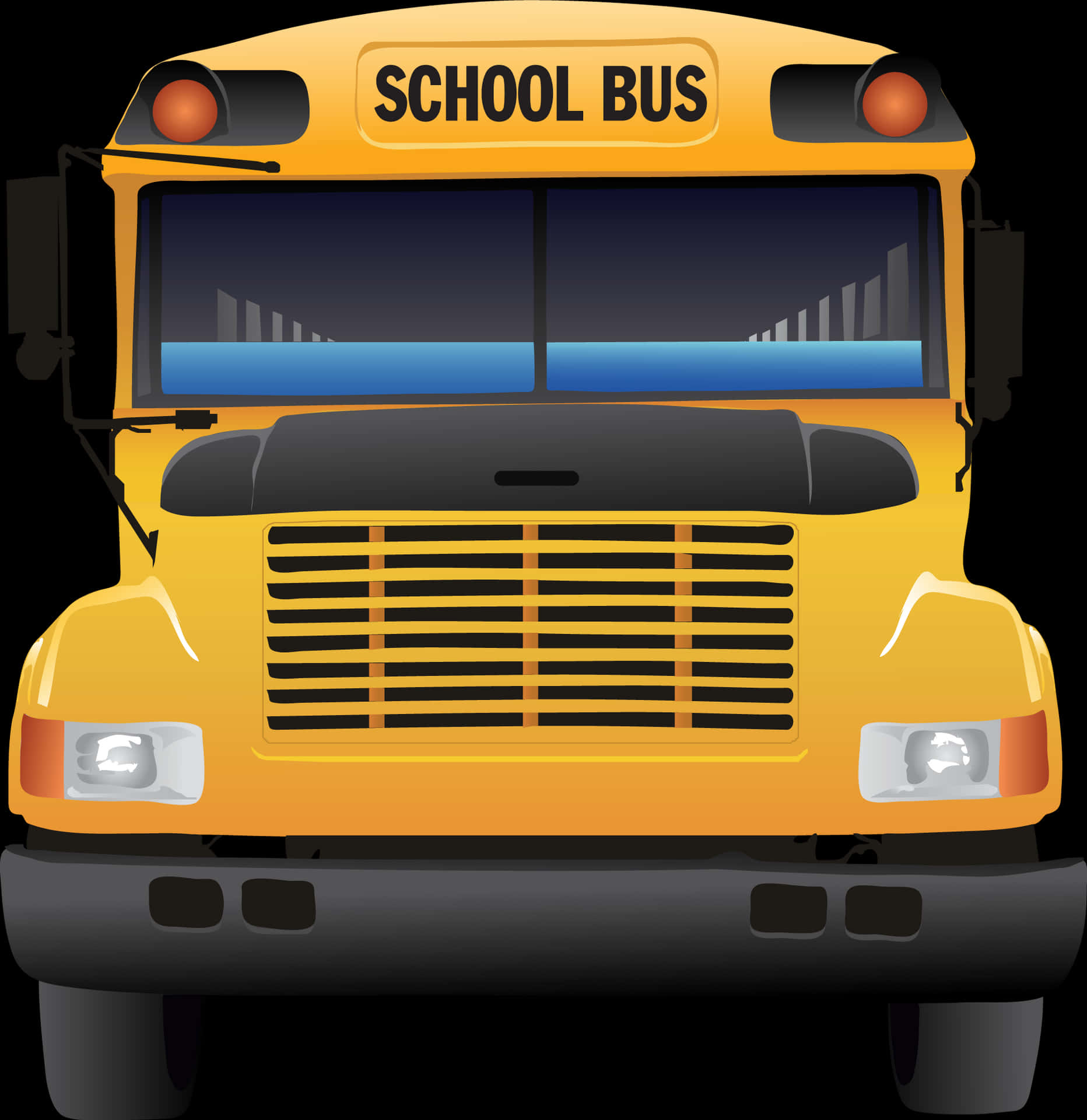 Yellow School Bus Front View PNG