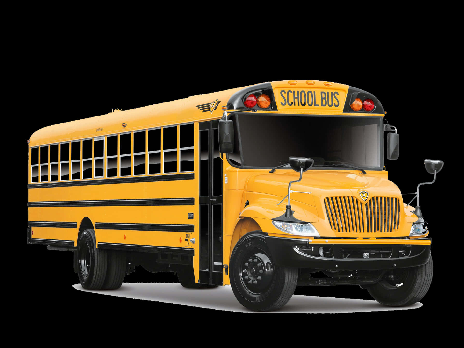 Yellow School Bus On White Background