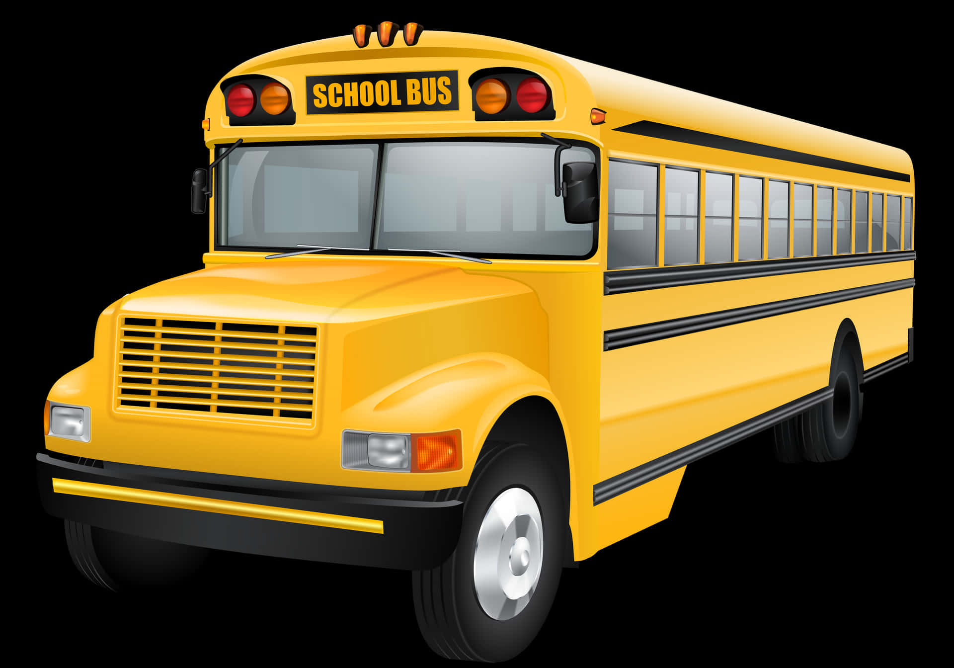 Yellow School Bus Realistic Digital Art Wallpaper