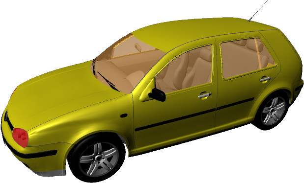 Yellow Sedan3 D Model PNG