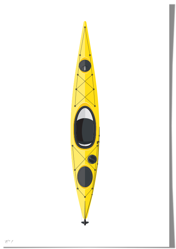 Yellow Single Kayak Top View PNG