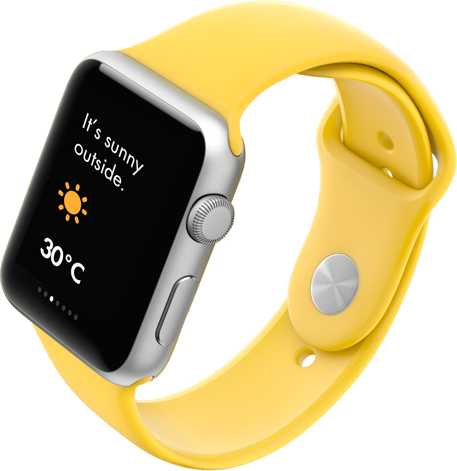 Yellow Smartwatch Weather Display PNG