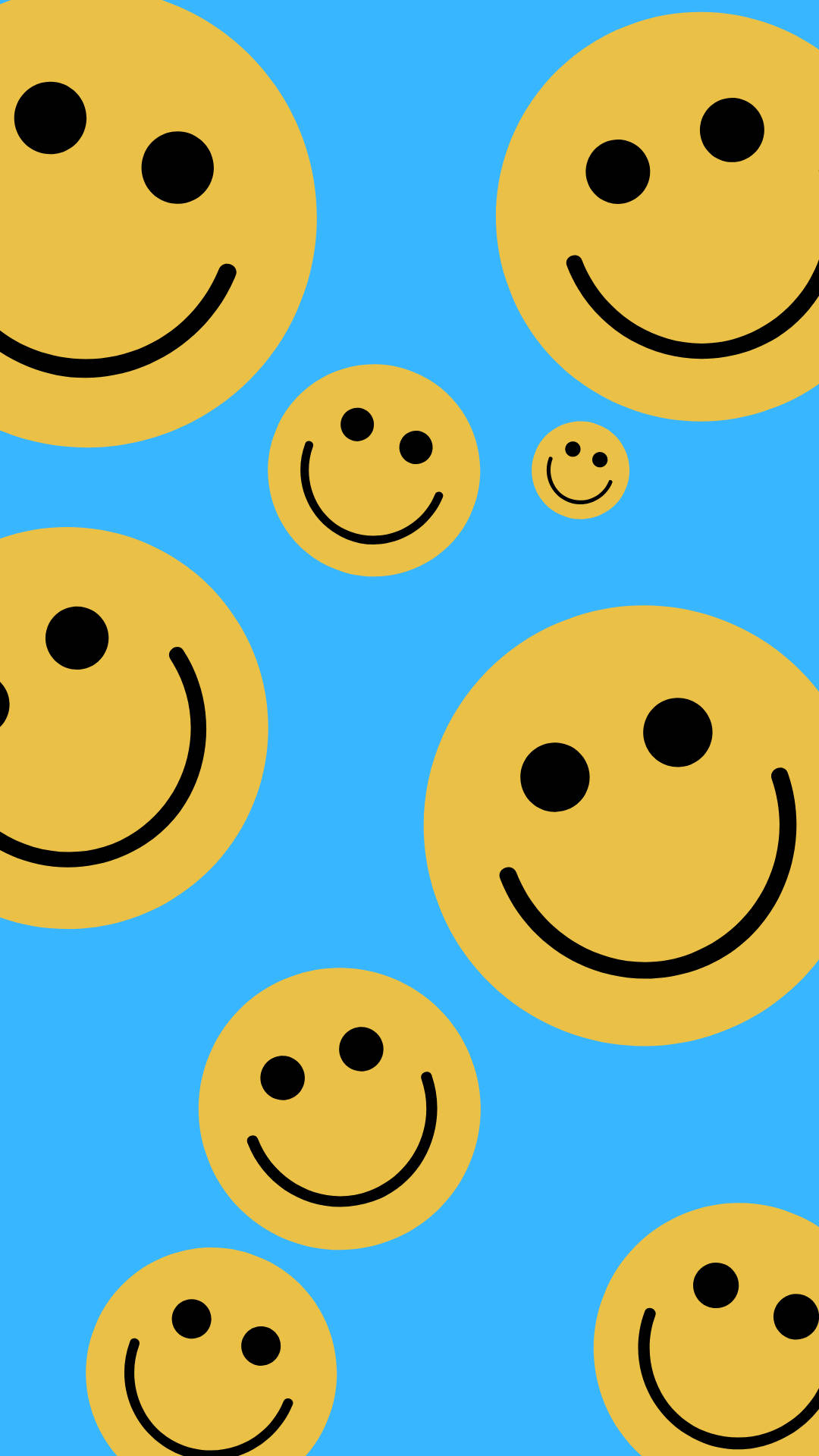Yellow Smiley Emojis In Blue Wallpaper
