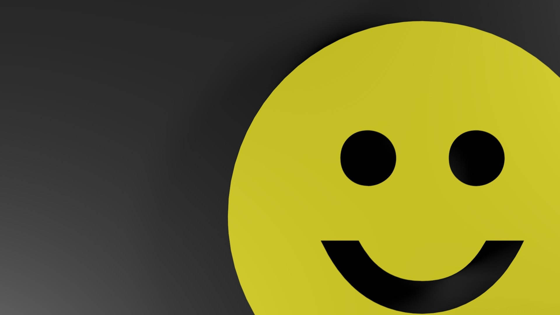 Gul Smiley Ansigt I Sort Gradient Wallpaper