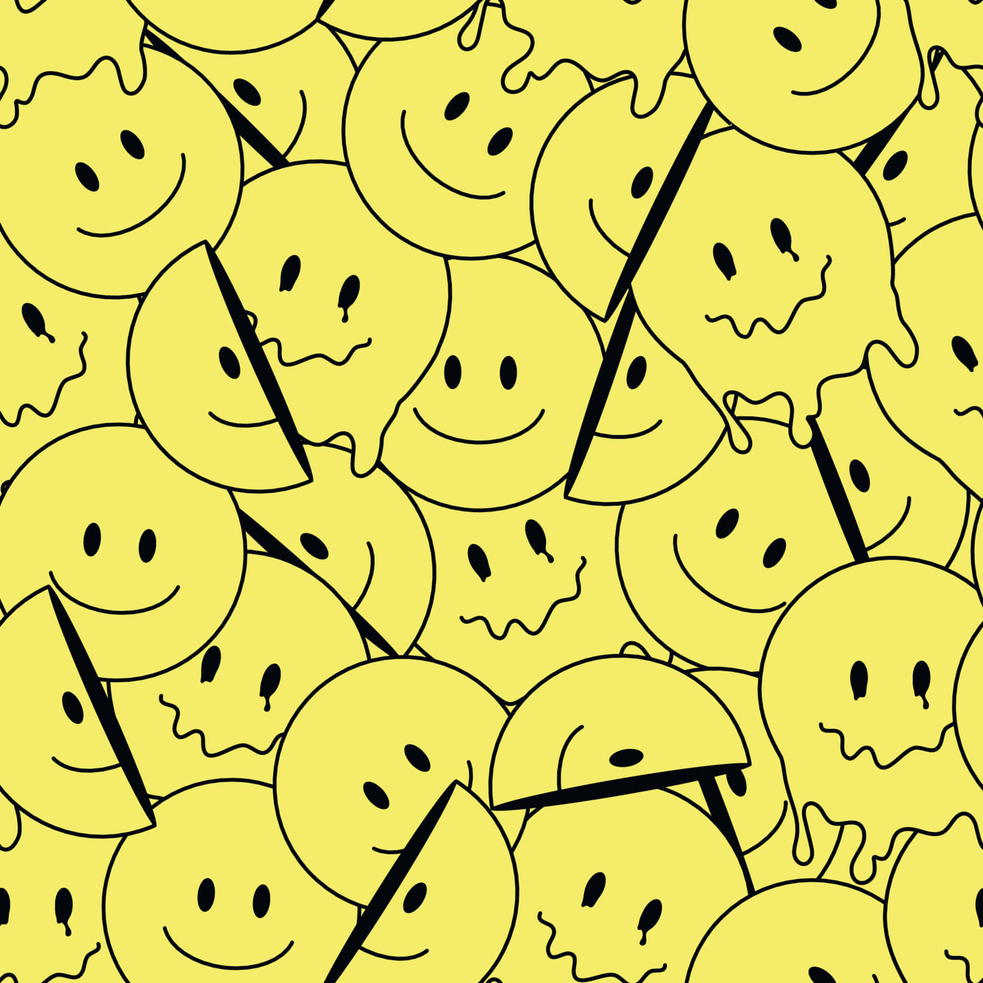 Yellow Smiley Faces Pattern Wallpaper