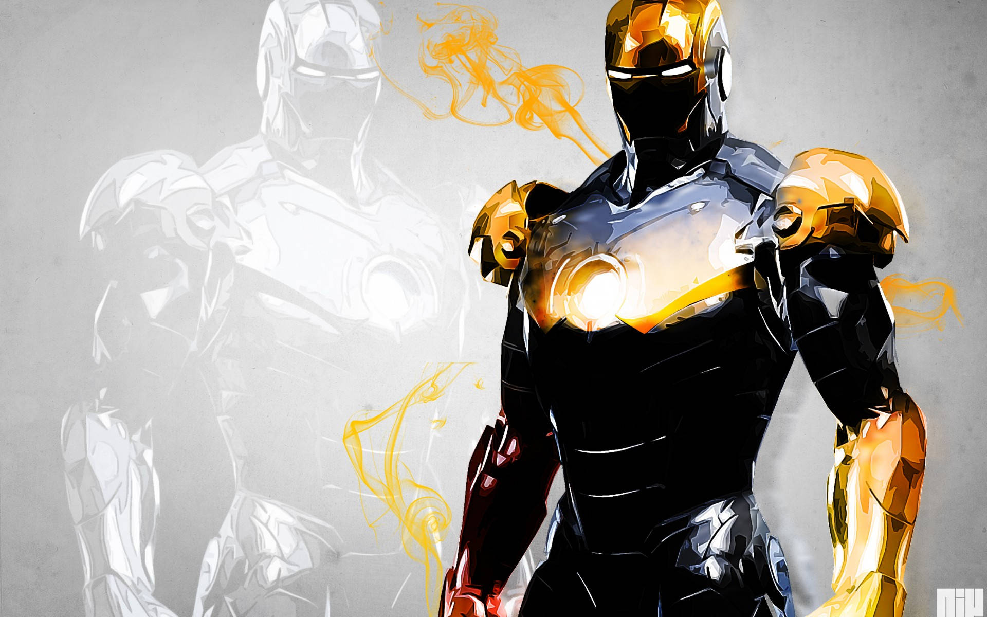 Yellow Smokes Iron Man Superhero Wallpaper